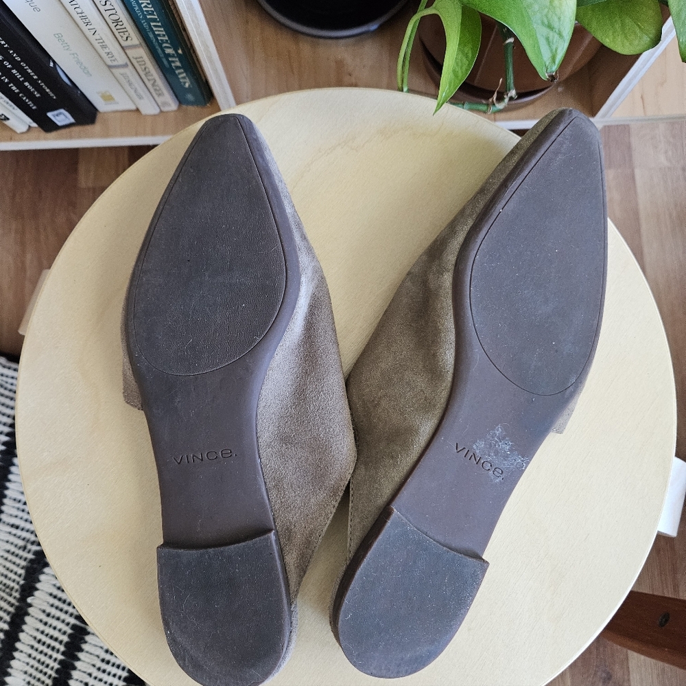 vince gena suede leather nubuck cottage boho slipper flat indie urban slide mule - Picture 6 of 7